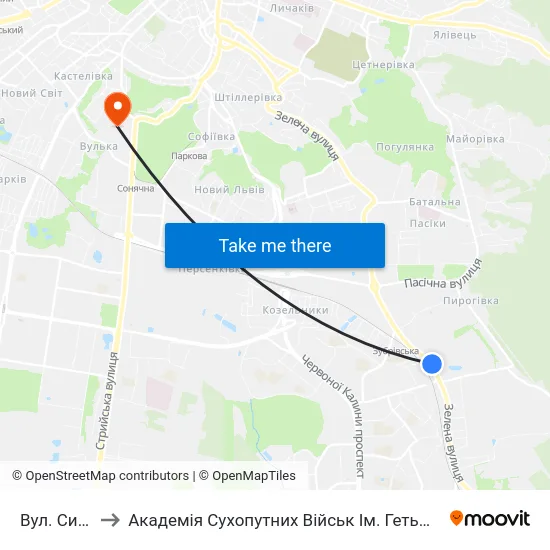 Вул. Сихівська to Академія Сухопутних Військ Ім. Гетьмана Петра Сагайдачного map