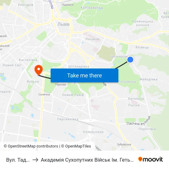 Вул. Таджицька to Академія Сухопутних Військ Ім. Гетьмана Петра Сагайдачного map