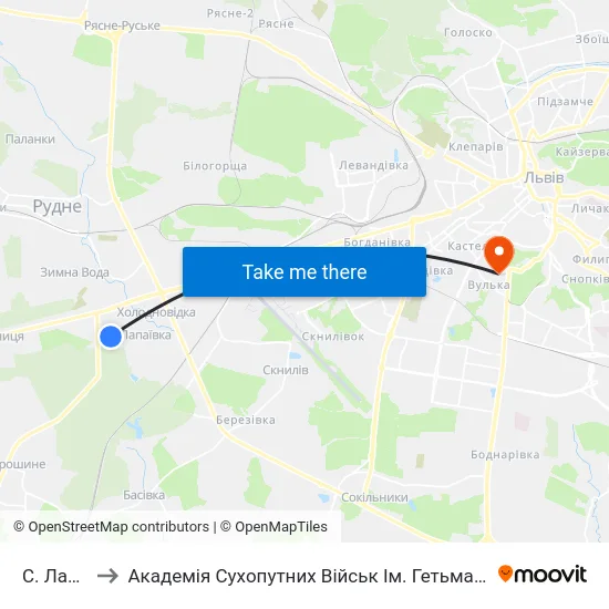 С. Лапаївка to Академія Сухопутних Військ Ім. Гетьмана Петра Сагайдачного map