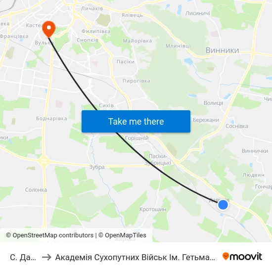 С. Давидів to Академія Сухопутних Військ Ім. Гетьмана Петра Сагайдачного map