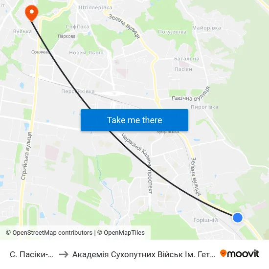 С. Пасіки-Зубрицькі to Академія Сухопутних Військ Ім. Гетьмана Петра Сагайдачного map