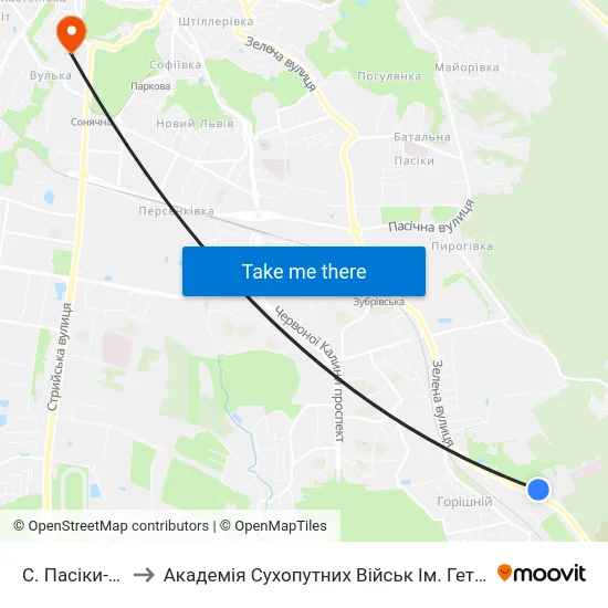 С. Пасіки-Зубрицькі to Академія Сухопутних Військ Ім. Гетьмана Петра Сагайдачного map