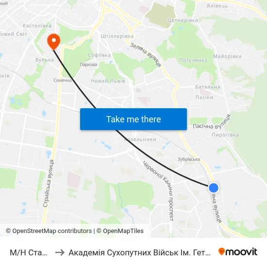 М/Н Старий Сихів to Академія Сухопутних Військ Ім. Гетьмана Петра Сагайдачного map