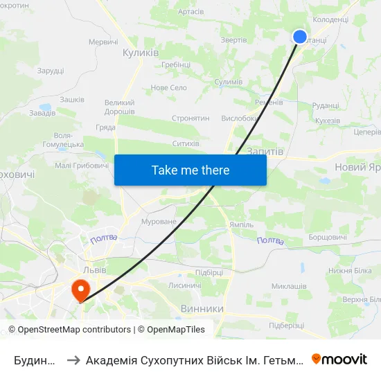 Будинок №58 to Академія Сухопутних Військ Ім. Гетьмана Петра Сагайдачного map