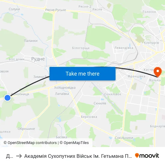 Дачі to Академія Сухопутних Військ Ім. Гетьмана Петра Сагайдачного map
