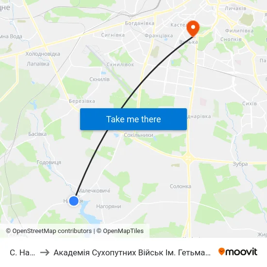 С. Наварія to Академія Сухопутних Військ Ім. Гетьмана Петра Сагайдачного map