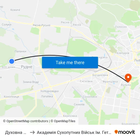 Духовна Семінарія to Академія Сухопутних Військ Ім. Гетьмана Петра Сагайдачного map