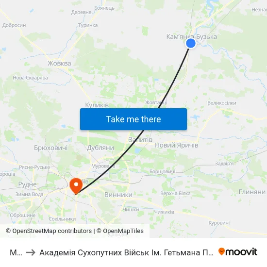 Міст to Академія Сухопутних Військ Ім. Гетьмана Петра Сагайдачного map