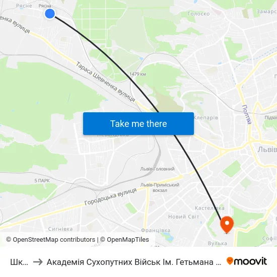 Школа to Академія Сухопутних Військ Ім. Гетьмана Петра Сагайдачного map