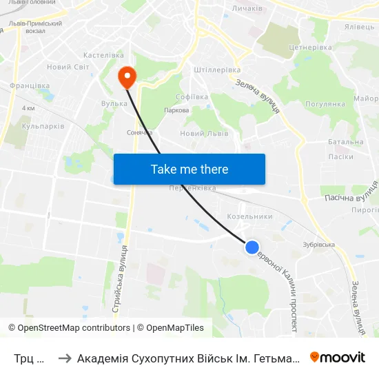 Трц Шувар to Академія Сухопутних Військ Ім. Гетьмана Петра Сагайдачного map