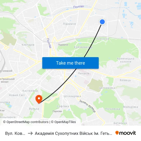 Вул. Ковельська to Академія Сухопутних Військ Ім. Гетьмана Петра Сагайдачного map