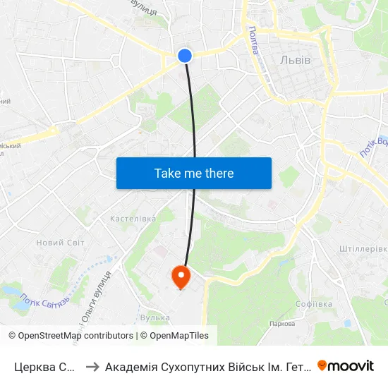 Церква Святої Анни to Академія Сухопутних Військ Ім. Гетьмана Петра Сагайдачного map