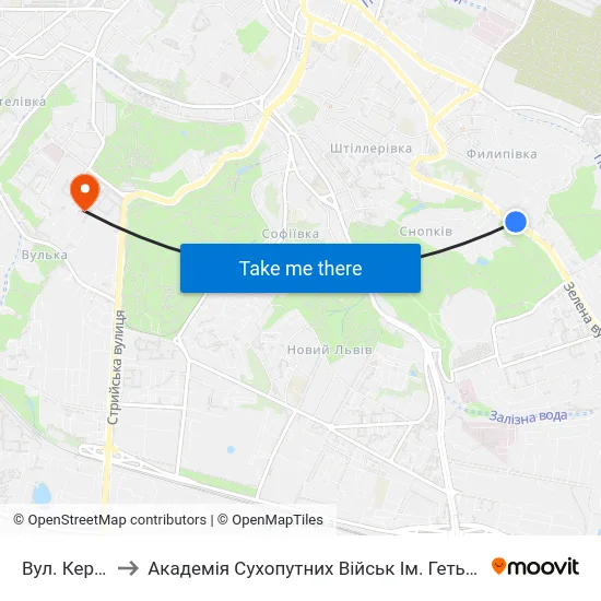 Вул. Керченська to Академія Сухопутних Військ Ім. Гетьмана Петра Сагайдачного map