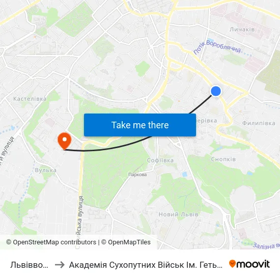 Львівводоканал to Академія Сухопутних Військ Ім. Гетьмана Петра Сагайдачного map