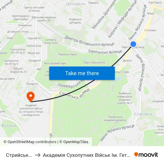 Стрийський Ринок to Академія Сухопутних Військ Ім. Гетьмана Петра Сагайдачного map