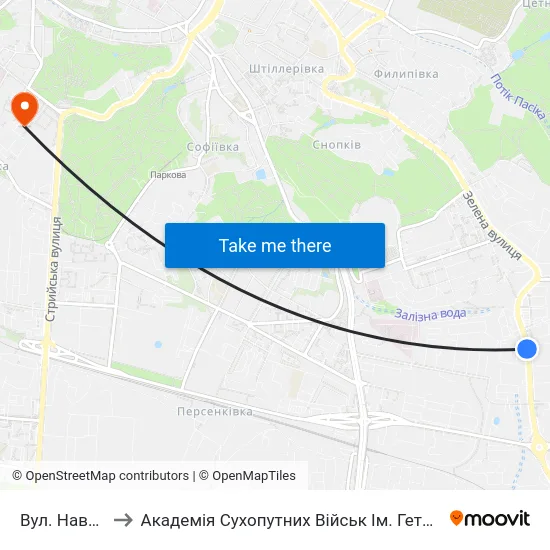 Вул. Навроцького to Академія Сухопутних Військ Ім. Гетьмана Петра Сагайдачного map