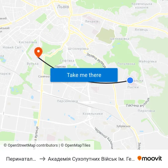 Перинатальний Центр to Академія Сухопутних Військ Ім. Гетьмана Петра Сагайдачного map