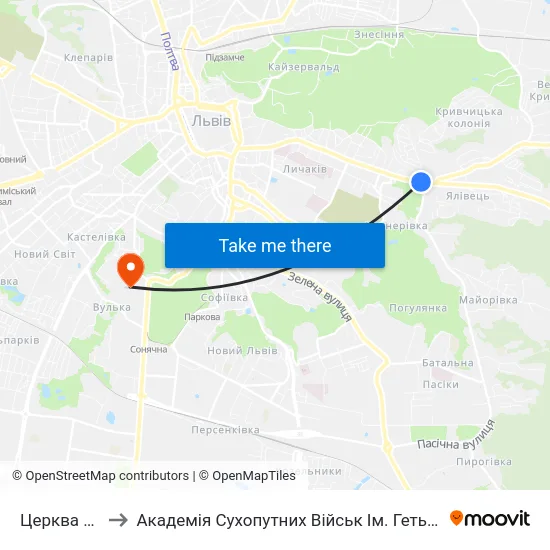 Церква Покрови to Академія Сухопутних Військ Ім. Гетьмана Петра Сагайдачного map