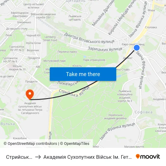 Стрийський Ринок to Академія Сухопутних Військ Ім. Гетьмана Петра Сагайдачного map