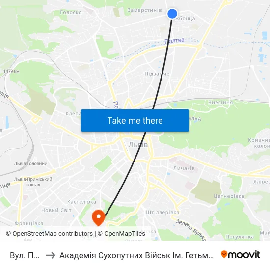 Вул. Плугова to Академія Сухопутних Військ Ім. Гетьмана Петра Сагайдачного map