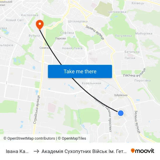 Івана Кавалерідзе to Академія Сухопутних Військ Ім. Гетьмана Петра Сагайдачного map