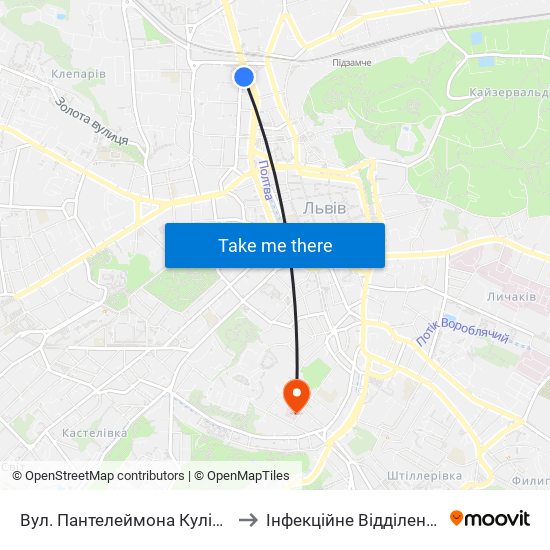 Вул. Пантелеймона Куліша to Інфекційне Відділення map