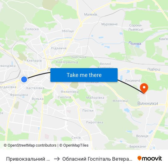 Привокзальний Ринок to Обласний Госпіталь Ветеранів Війни map