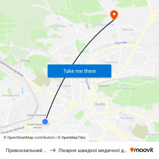 Привокзальний Ринок to Лікарня швидкої медичної допомоги map