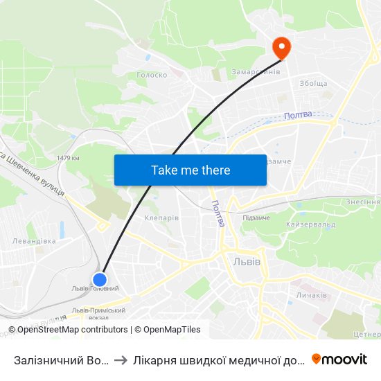 Залізничний Вокзал to Лікарня швидкої медичної допомоги map