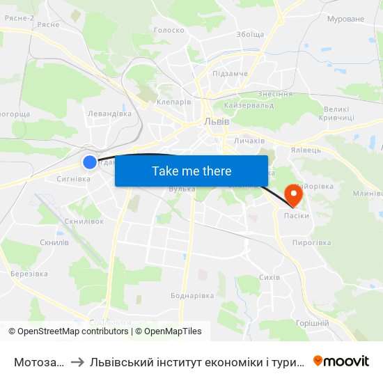 Мотозавод to Львівський інститут економіки і туризму (ЛІЕТ) map