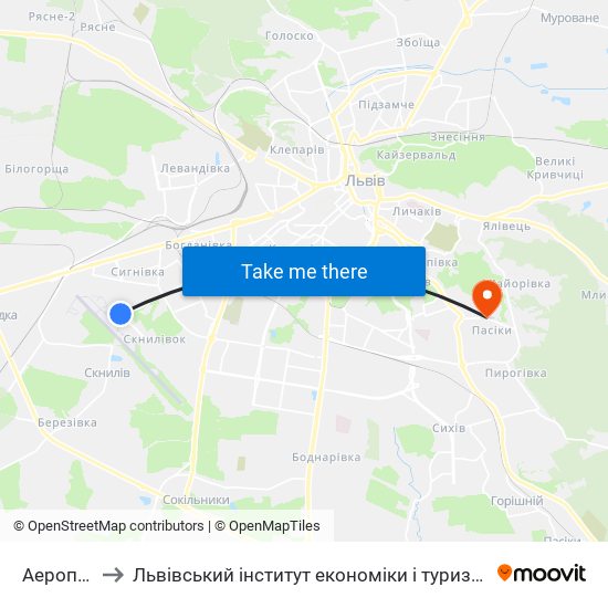 Аеропорт to Львівський інститут економіки і туризму (ЛІЕТ) map