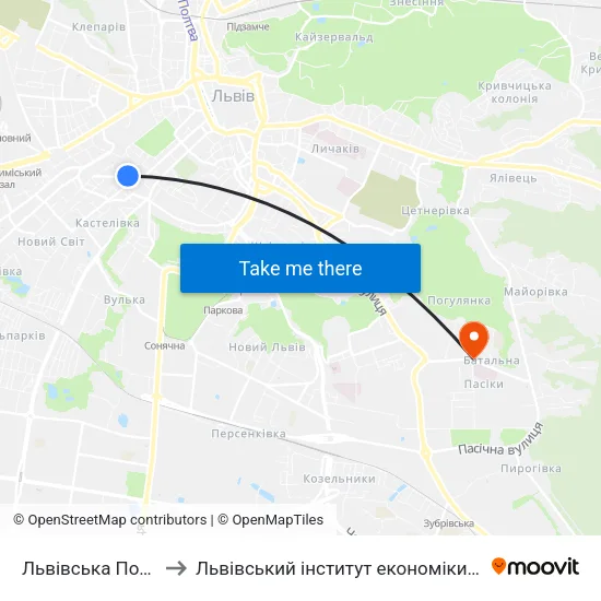 Львівська Політехніка to Львівський інститут економіки і туризму (ЛІЕТ) map