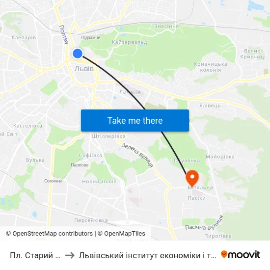 Пл. Старий Ринок to Львівський інститут економіки і туризму (ЛІЕТ) map