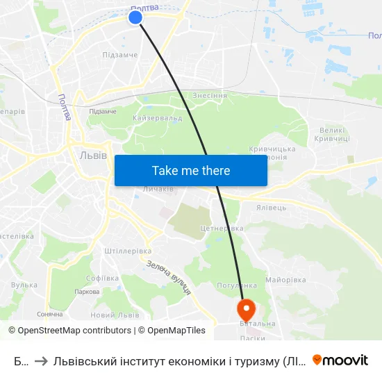 Бті to Львівський інститут економіки і туризму (ЛІЕТ) map