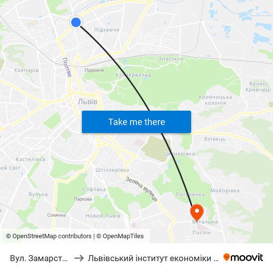 Вул. Замарстинівська to Львівський інститут економіки і туризму (ЛІЕТ) map