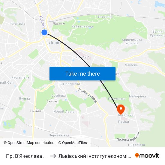 Пр. В'Ячеслава Чорновола to Львівський інститут економіки і туризму (ЛІЕТ) map