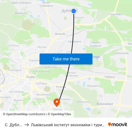 С. Дубляни to Львівський інститут економіки і туризму (ЛІЕТ) map