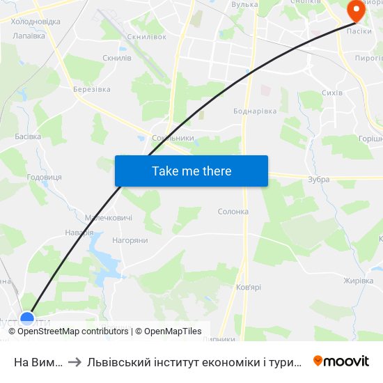 На Вимогу to Львівський інститут економіки і туризму (ЛІЕТ) map