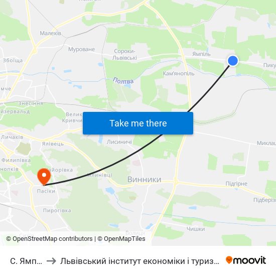 С. Ямпіль to Львівський інститут економіки і туризму (ЛІЕТ) map