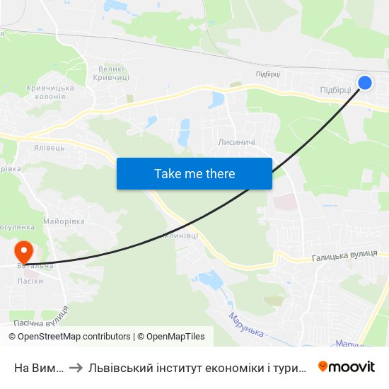 На Вимогу to Львівський інститут економіки і туризму (ЛІЕТ) map