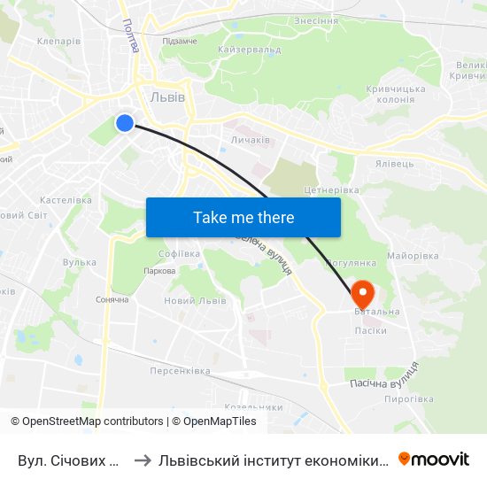Вул. Січових Стрільців to Львівський інститут економіки і туризму (ЛІЕТ) map