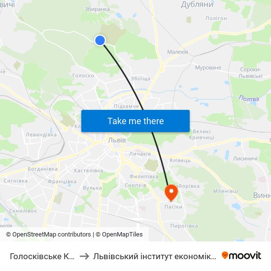Голосківське Кладовище to Львівський інститут економіки і туризму (ЛІЕТ) map