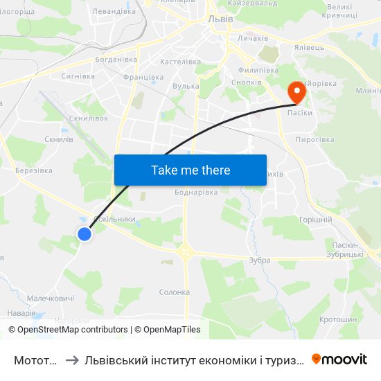 Мототрек to Львівський інститут економіки і туризму (ЛІЕТ) map