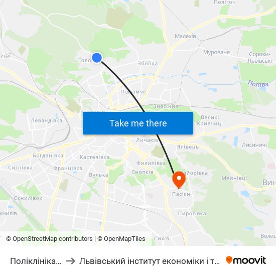 Поліклініка Умвс to Львівський інститут економіки і туризму (ЛІЕТ) map