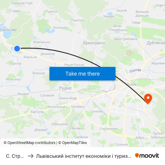 С. Страдч to Львівський інститут економіки і туризму (ЛІЕТ) map