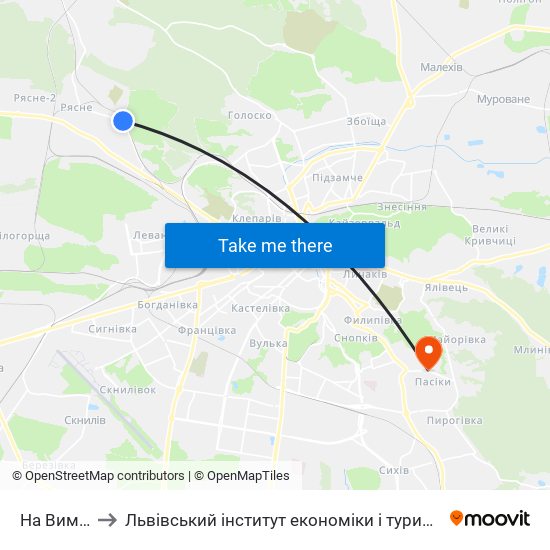 На Вимогу to Львівський інститут економіки і туризму (ЛІЕТ) map