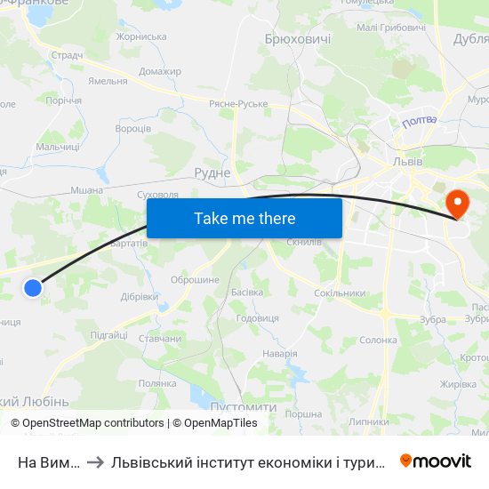 На Вимогу to Львівський інститут економіки і туризму (ЛІЕТ) map