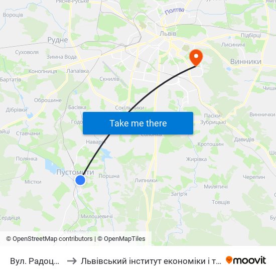 Вул. Радоцинська to Львівський інститут економіки і туризму (ЛІЕТ) map