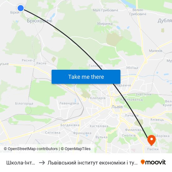 Школа-Інтернат to Львівський інститут економіки і туризму (ЛІЕТ) map