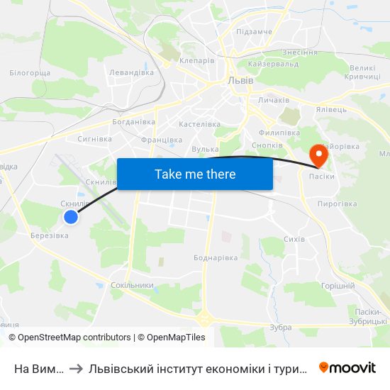 На Вимогу to Львівський інститут економіки і туризму (ЛІЕТ) map